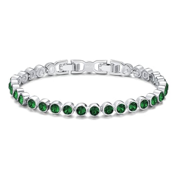 Tennis Bracelet with Emerald Swarovski Crystal Rhodium Plated