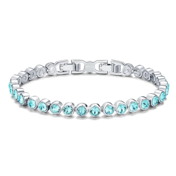 Tennis Bracelet with Light Turquoise Swarovski Crystal Rhodium Plated