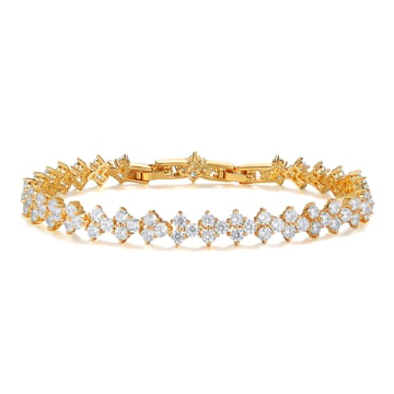 Victoria Regal Clear Cubic Zirconia Tennis Bracelet Bridal Gold Plated