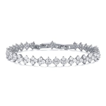 Victoria Regal Clear Cubic Zirconia Tennis Bracelet Bridal Rhodium Plated