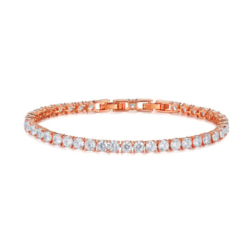 Jazz Tennis Bracelet with 4mm Clear Cubic Zirconia Bridal Rose Gold Plated