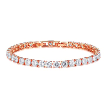Jazz Tennis Bracelet with 5mm Clear Cubic Zirconia Bridal Rose Gold Plated