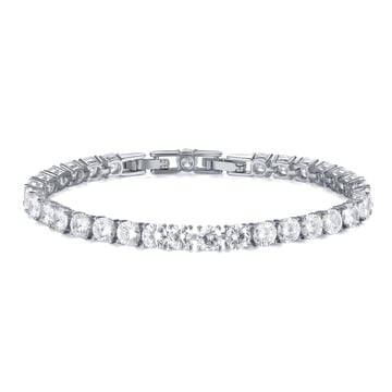 Jazz Tennis Bracelet with 5mm Clear Cubic Zirconia Bridal Rhodium Plated