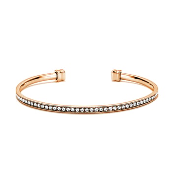 Eternity Metro Open Bangle with Clear Austrian Crystals Rose Gold Plated