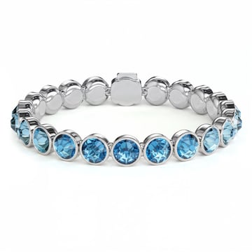 Statement Tennis Bracelet with Light Sapphire Crystals Rhodium Plated