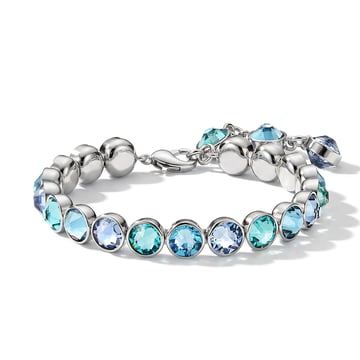 Signature Tennis Bracelet Light Sapphire Aquamarine Light Turquoise Rhodium Plated