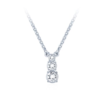 Attract Trilogy Round Pendant with Clear Austrian Crystals Rhodium Plated