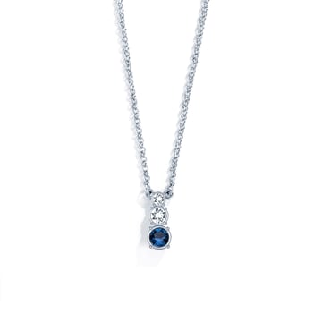 Attract Trilogy Round Pendant with Montana Austrian Crystals Rhodium Plated