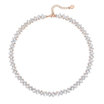 Victoria Necklace with Marquise Clear CZ Bridal Rose Gold Plated