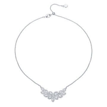 Baron Marquise Necklace with Clear Swarovski Crystals Rhodium Plated Bridal