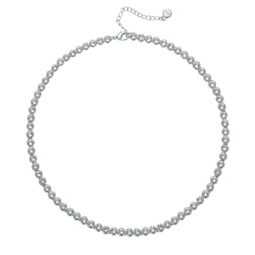Tennis Necklace with Clear Swarovski Crystals Bridal Rhodium Plated