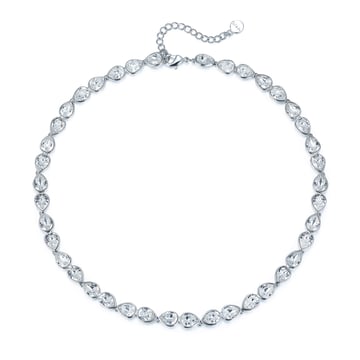 Talesia Necklace with Clear Swarovski Crystals Rhodium Plated Bridal