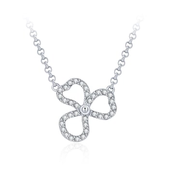 Open Flower Petal Necklace with Clear Swarovski Crystals