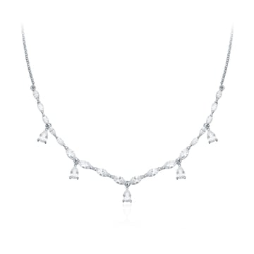 Louison Layer Necklace with Clear Cubic Zirconia Rhodium Plated
