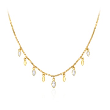 Mayfly Layer Necklace with Clear Swarovski Crystals Gold Plated