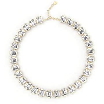 Octagon Sensational Statement Necklace Clear Crystals Gold Plated