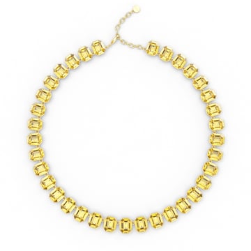 Octagon Statement Necklace Light Topaz Crystals Gold Plated
