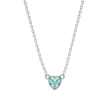 Petite Heart Solitaire Necklace Light Turquoise Crystal Rhodium Plated