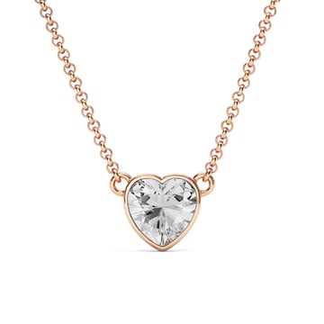 Heart Pendant Necklace with Clear Crystals Rose Gold Plated