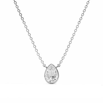 Teardrop Pendant Necklace with Clear Crystals Rhodium Plated