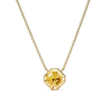 Asscher Pendant Necklace with Crystal Golden Shadow Crystals Gold Plated
