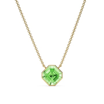 Asscher Pendant Necklace with Peridot Crystals Gold Plated