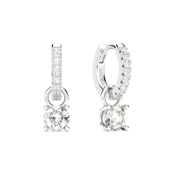 1.0 Carat DE VS+ IGI Certified Lab Grown Diamond Hoop Earrings Sterling Silver