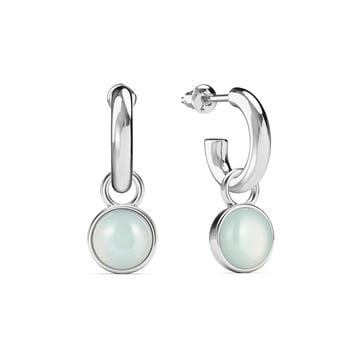 Round Cabochon Drop Earrings Amazonite Rhodium Plated