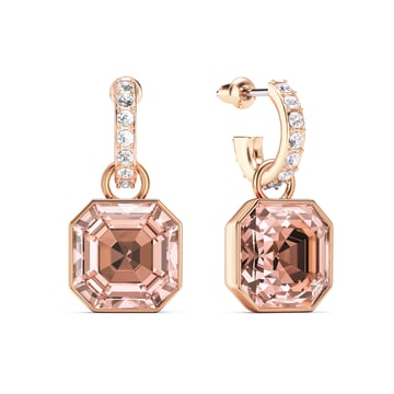 Asscher Mix Charms and Eternity 11mm Carrier Earrings Set Vintage Rose Rose Gold Plated