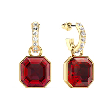 Asscher Mix Charms and Eternity 11mm Carrier Earrings Set Scarlet Gold Plated