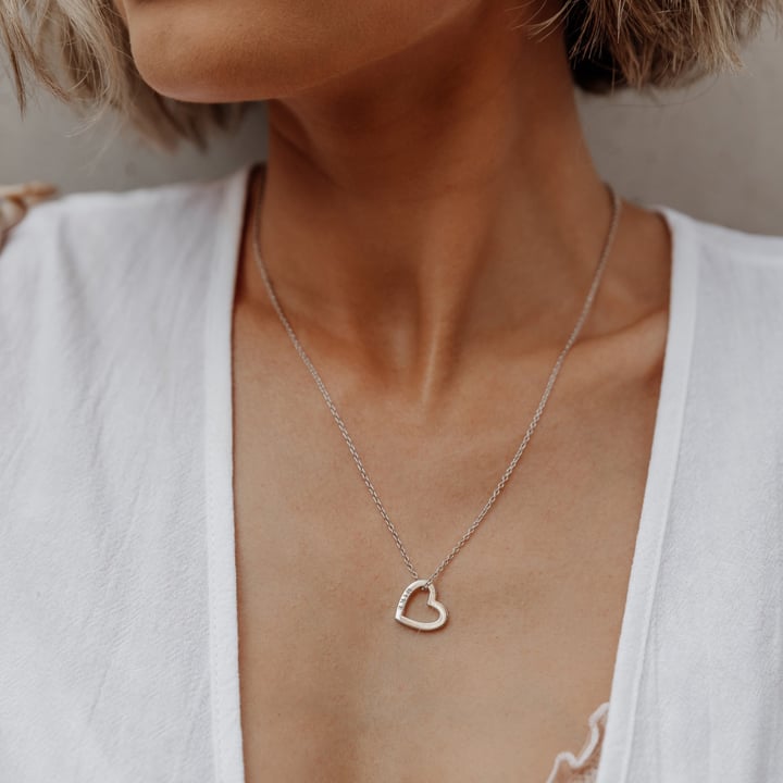 Personalised Double sided Heart Necklace in Sterling Silver