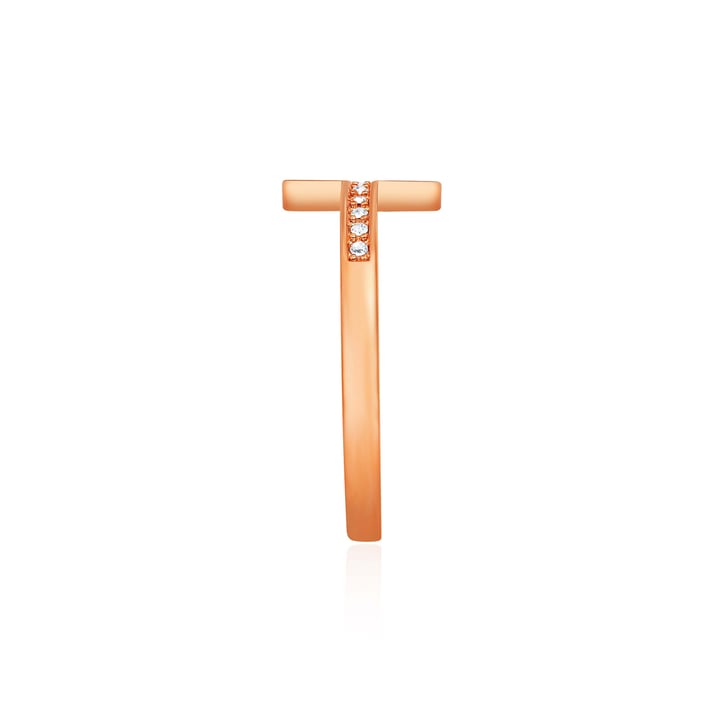 Minimalist Cross Ring with Clear Swarovski Crystals Rose Gold Plated