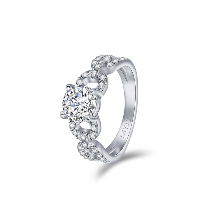 Regal Royalty Statement Ring Rhodium Plated Clear