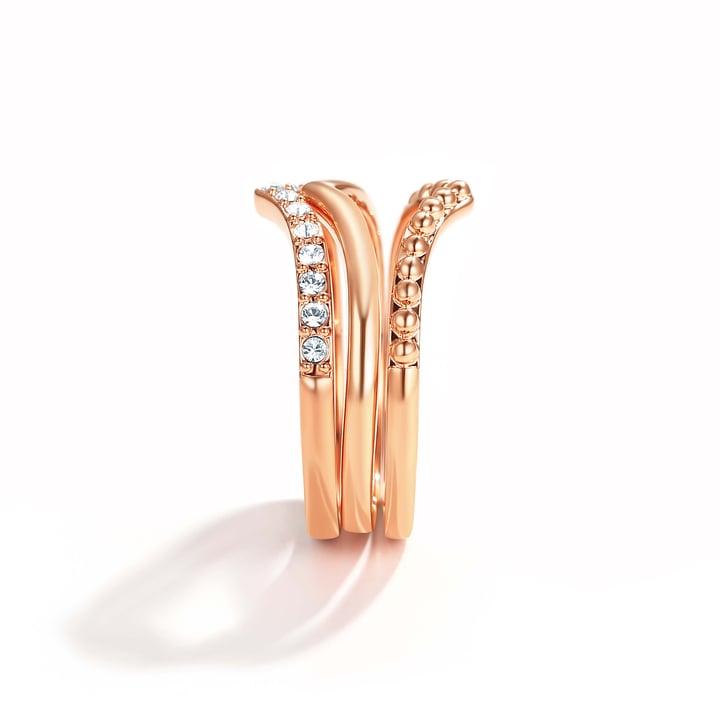 Wishbone Trio Stackable Ring Clear Rose Gold Plated