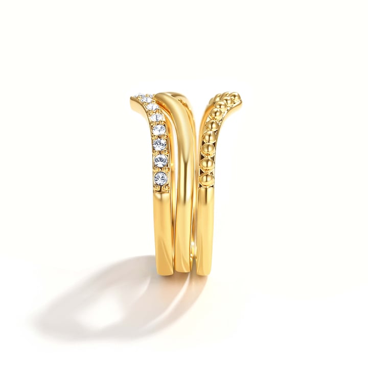 Wishbone Trio Stackable Ring Clear Gold Plated
