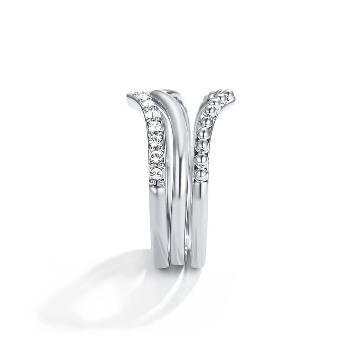 Wishbone Trio Stackable Ring Clear Rhodium Plated