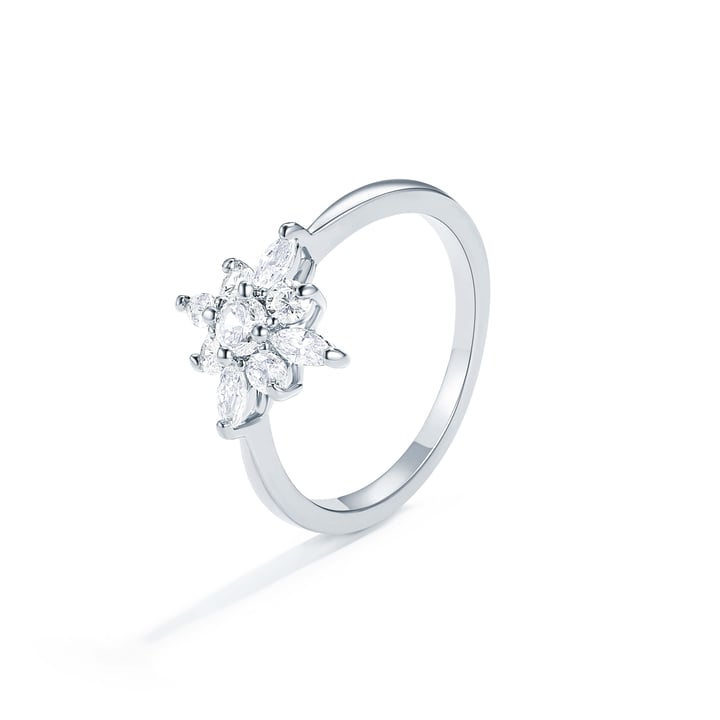 Polaris Star Ring with Clear Cubic Zirconia Rhodium Plated