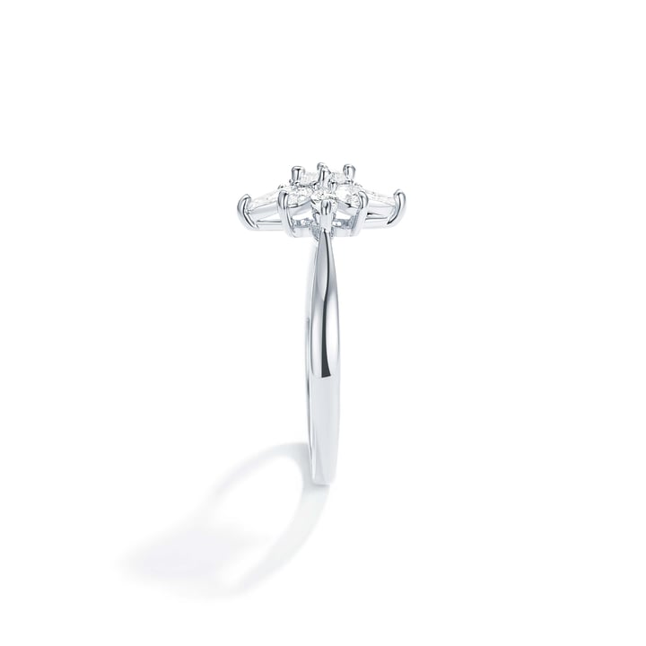 Polaris Star Ring with Clear Cubic Zirconia Rhodium Plated