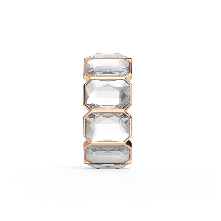 Octagon Band Ring Clear Crystals Rose Gold Plated