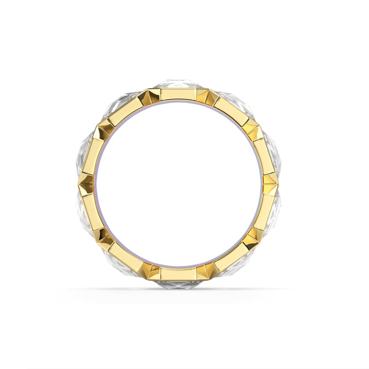 Octagon Band Ring Clear Crystals Gold Plated