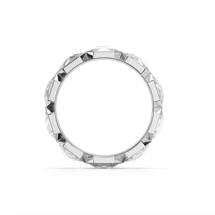 Octagon Band Ring Clear Crystals Rhodium Plated