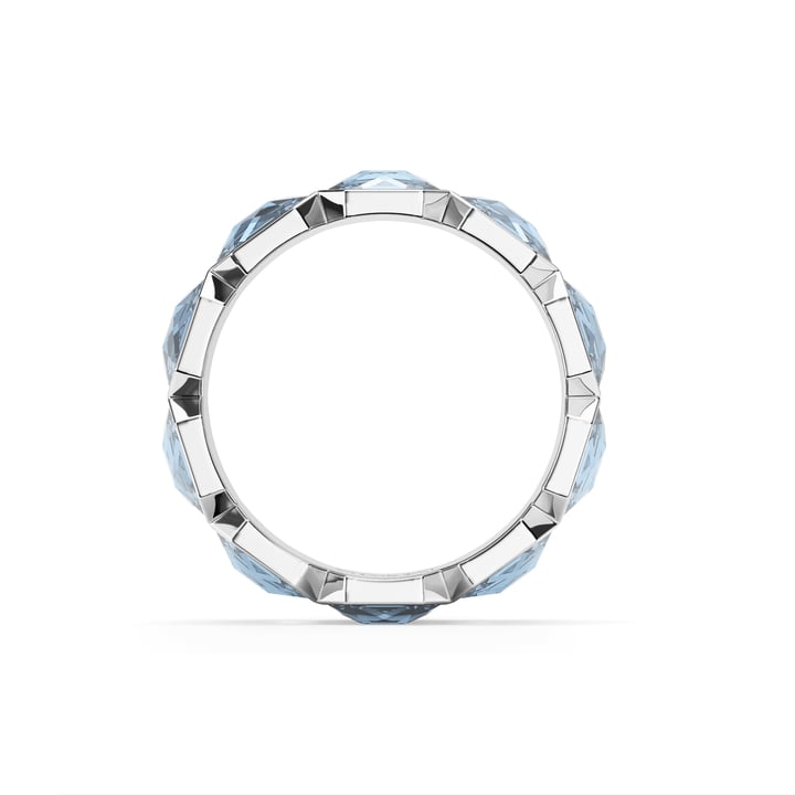 Octagon Band Ring Light Sapphire Crystals Rhodium Plated