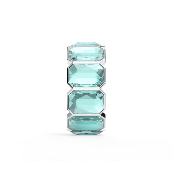 Octagon Band Ring Light Turquoise Crystals Rhodium Plated