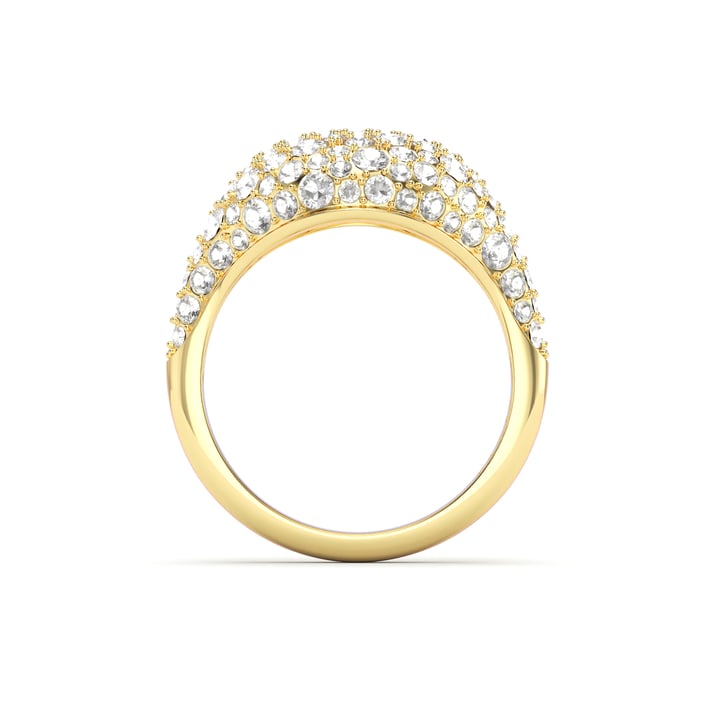 Pave Dome Cocktail Ring Clear Crystals Gold Plated