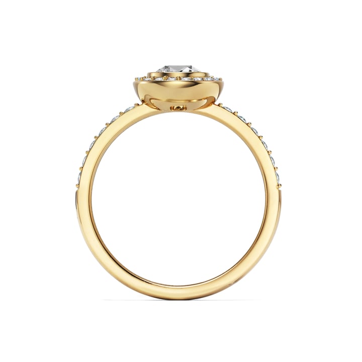 Halo Angelic Round Statement Ring with Clear Crystals Gold Plated