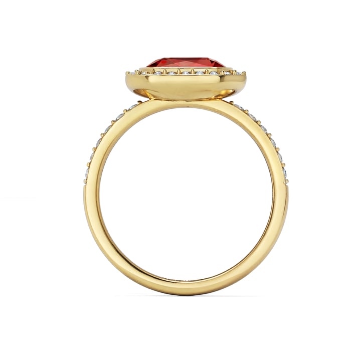 Halo Octagon Statement Ring with Scarlet Crystals Gold Plated