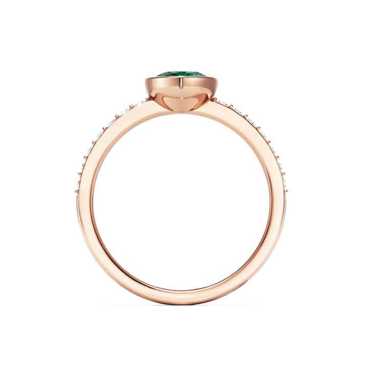 Solitaire Petite Teardrop Ring with Emerald Crystals Rose Gold Plated