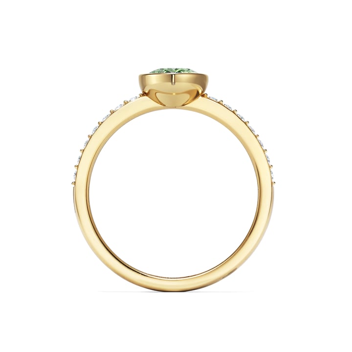 Solitaire Petite Teardrop Ring with Peridot Crystals Gold Plated