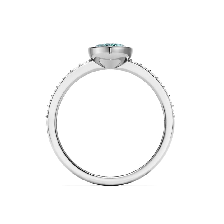 Solitaire Petite Teardrop Ring with Light Turquoise Crystals Rhodium Plated