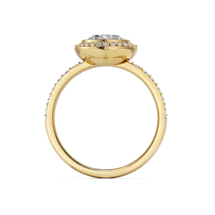 Halo Teardrop Statement Ring with Clear Crystals Gold Plated